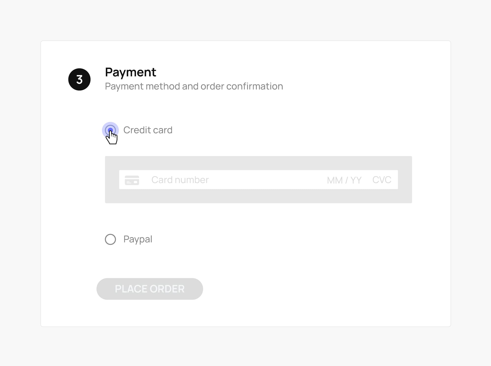 Selecting a payment method.