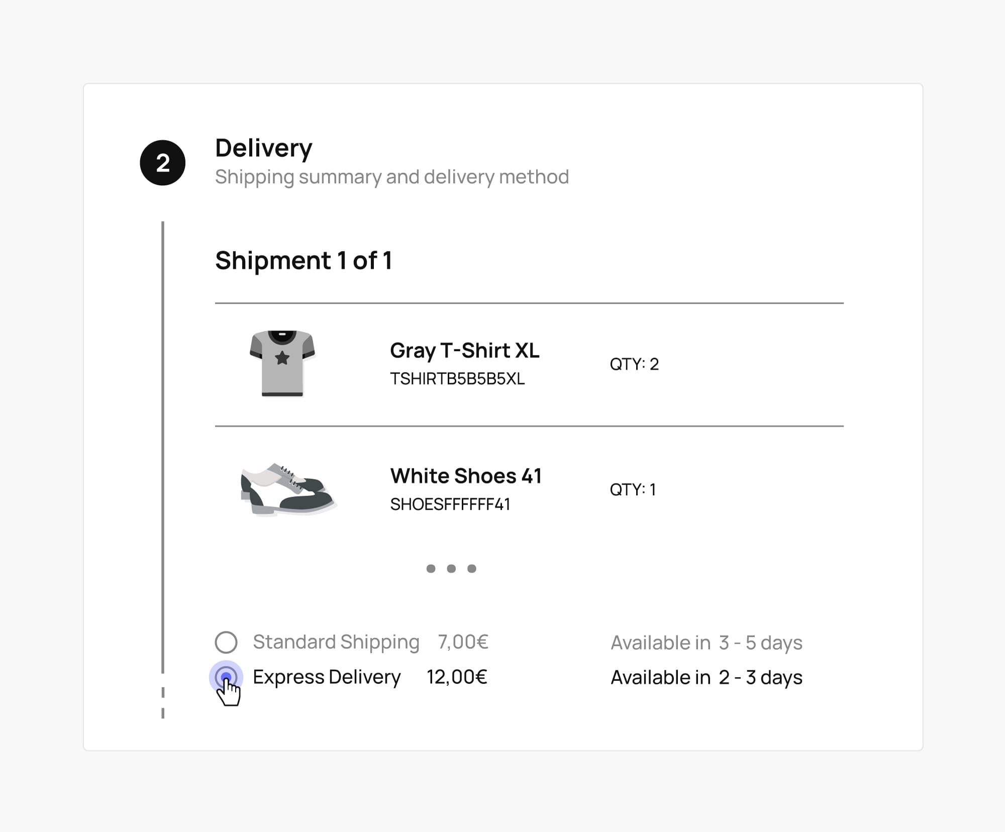 Selecting a shipping method.