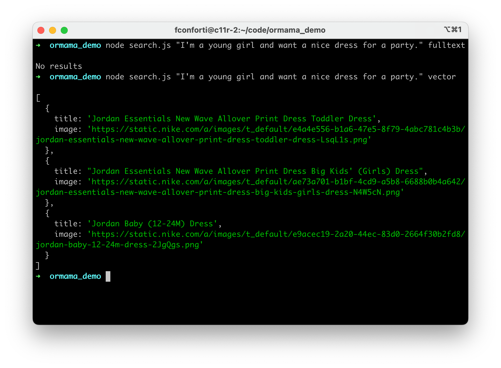 Running a full-text and a semantic search.