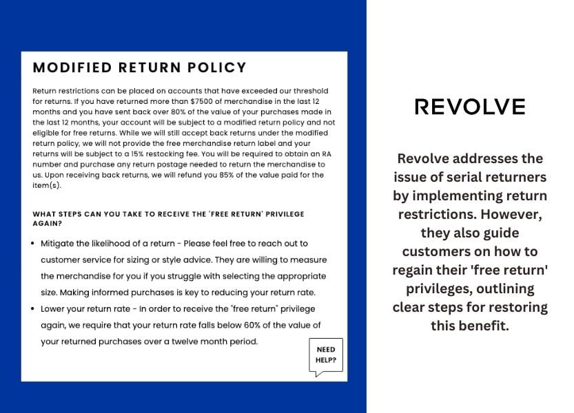 Revolve addresses the of serial returns by implementing return restrictions.