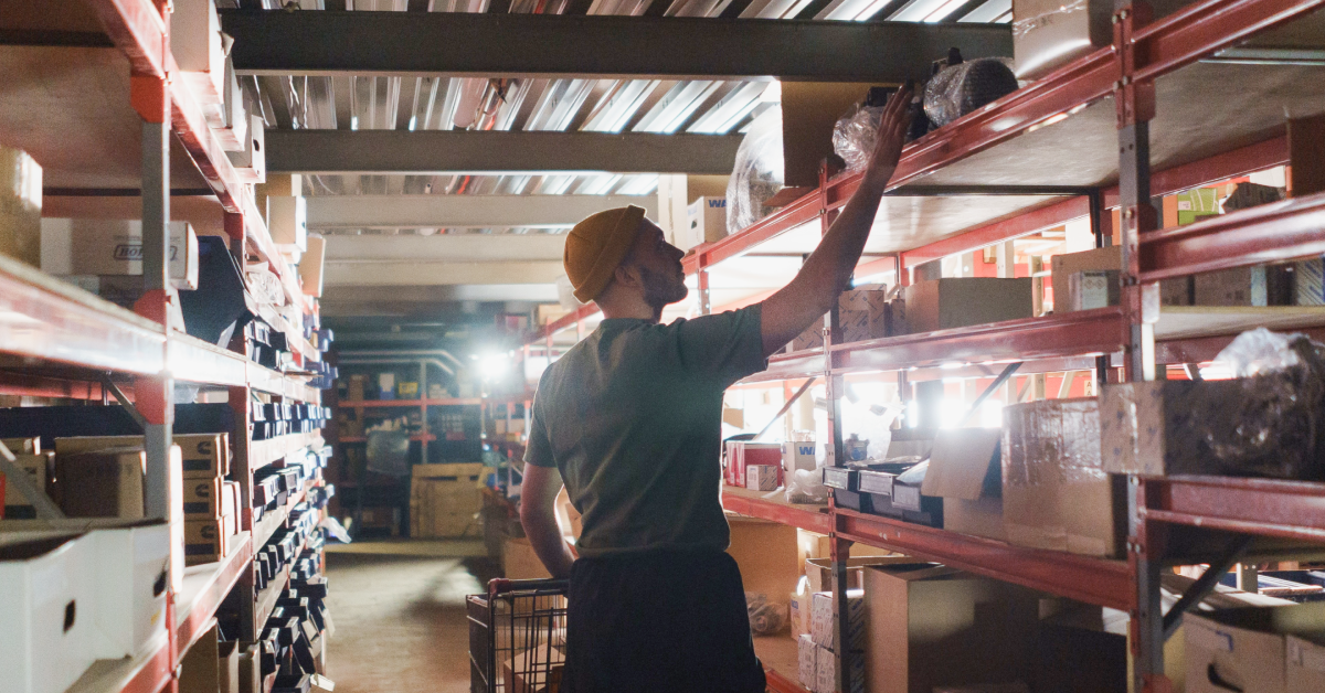 A warehouse worker picking items.