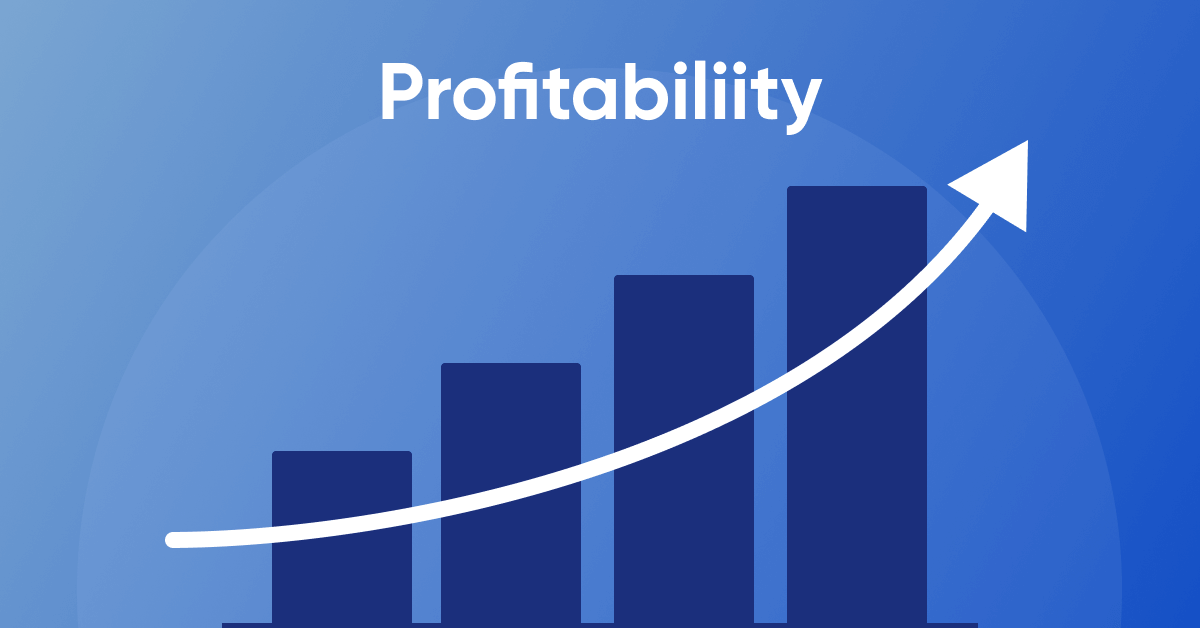 A bar graphic showing increased profitability.