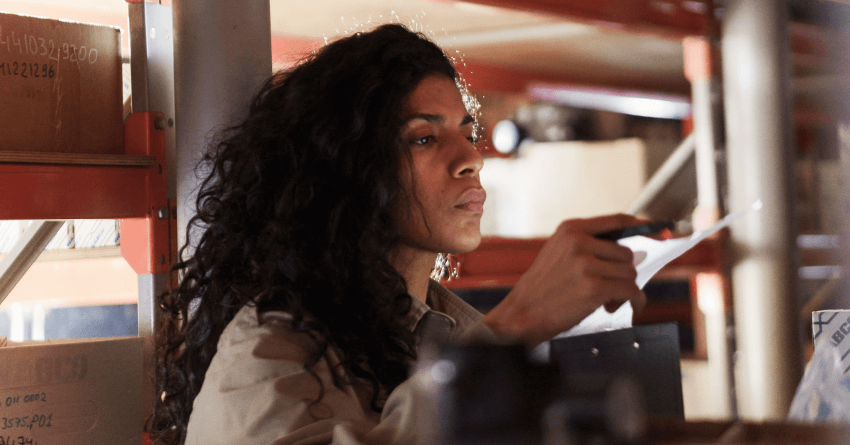 A person working in a warehouse.