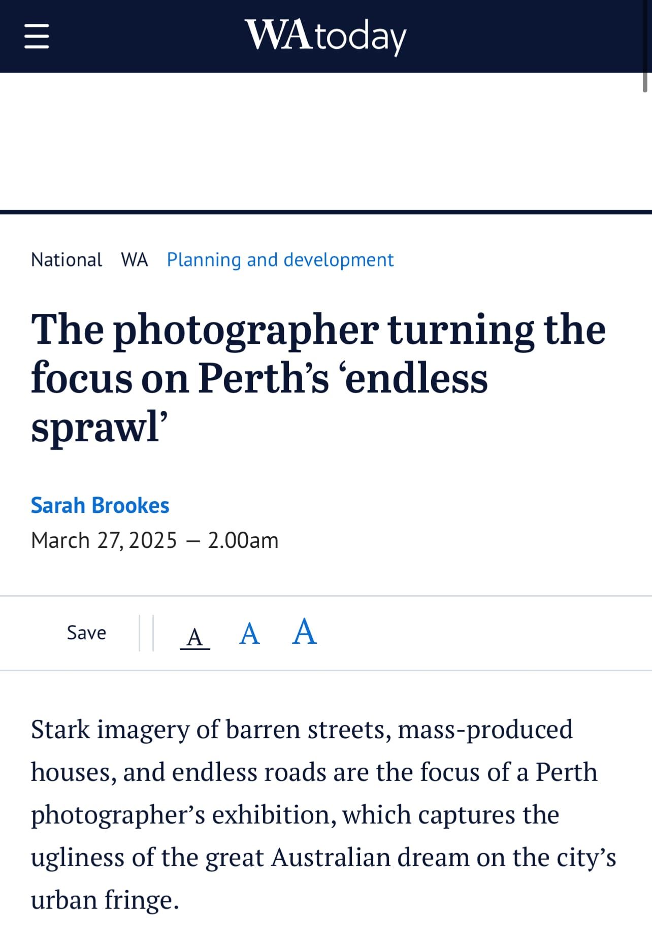MEDIA 27.03.25: WA Today, 'The World’s Longest City'