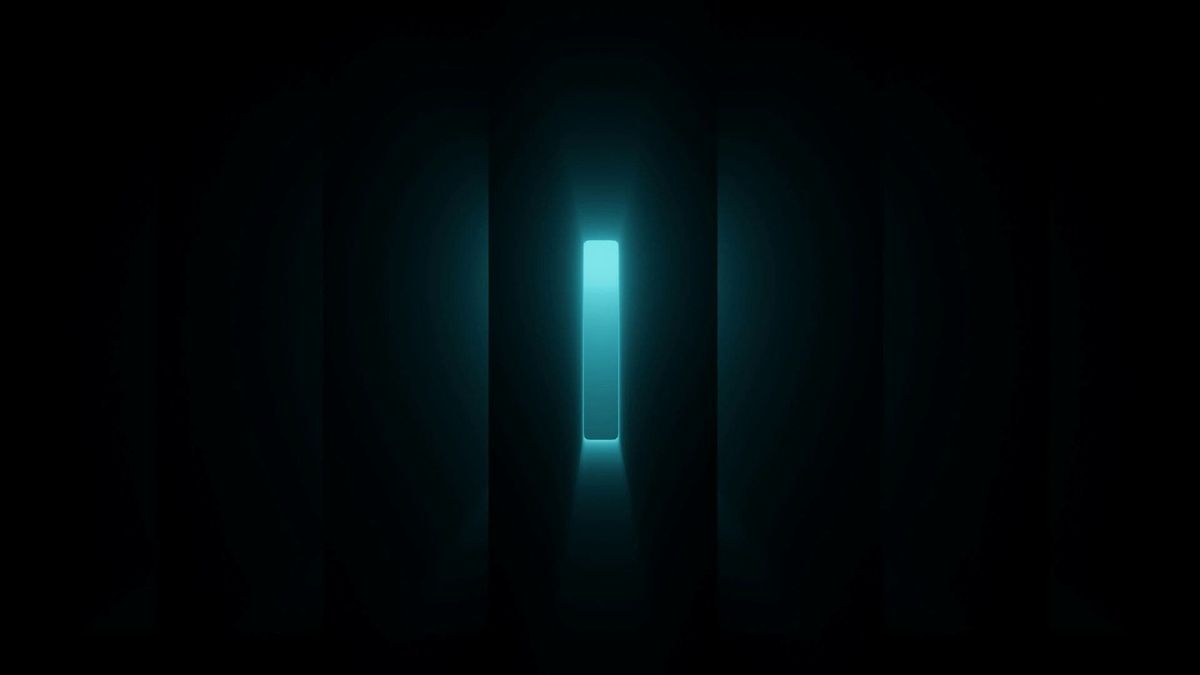 "A high-contrast, minimalist photograph of a single beam of light illuminating a small focal point in a vast, dark, quiet room."