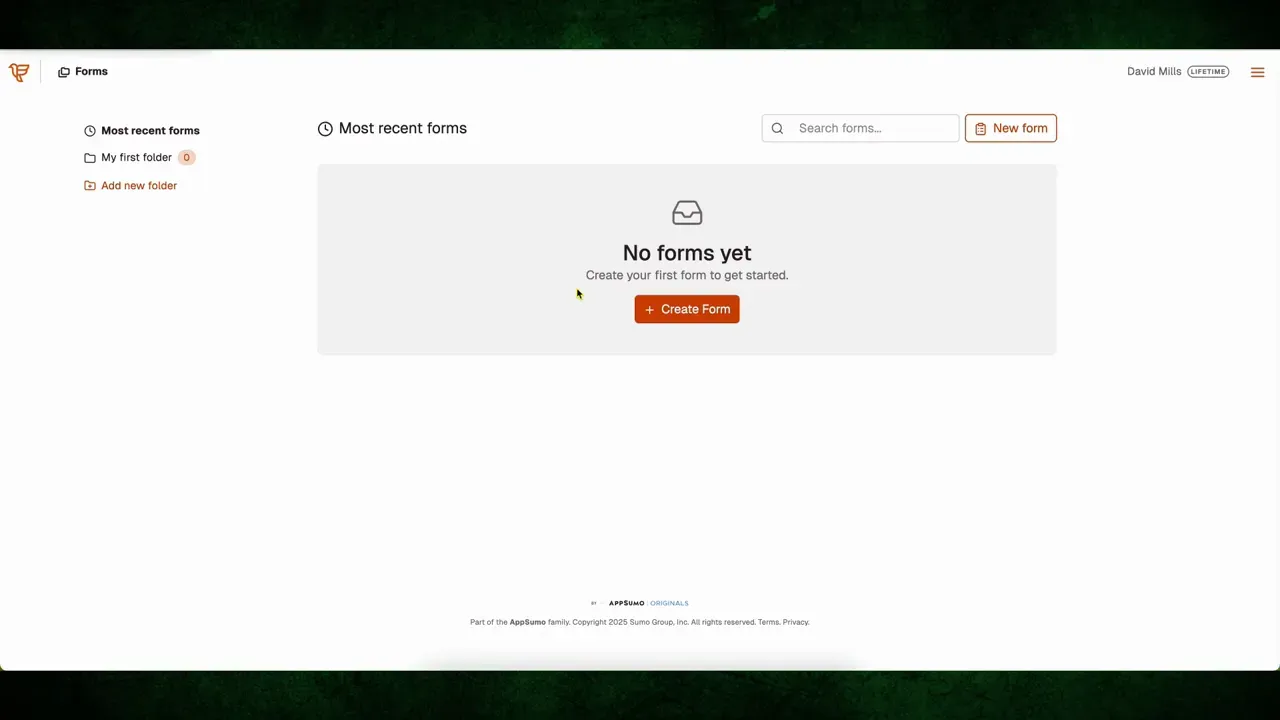 FormRobin dashboard showing folders and a clean interface
