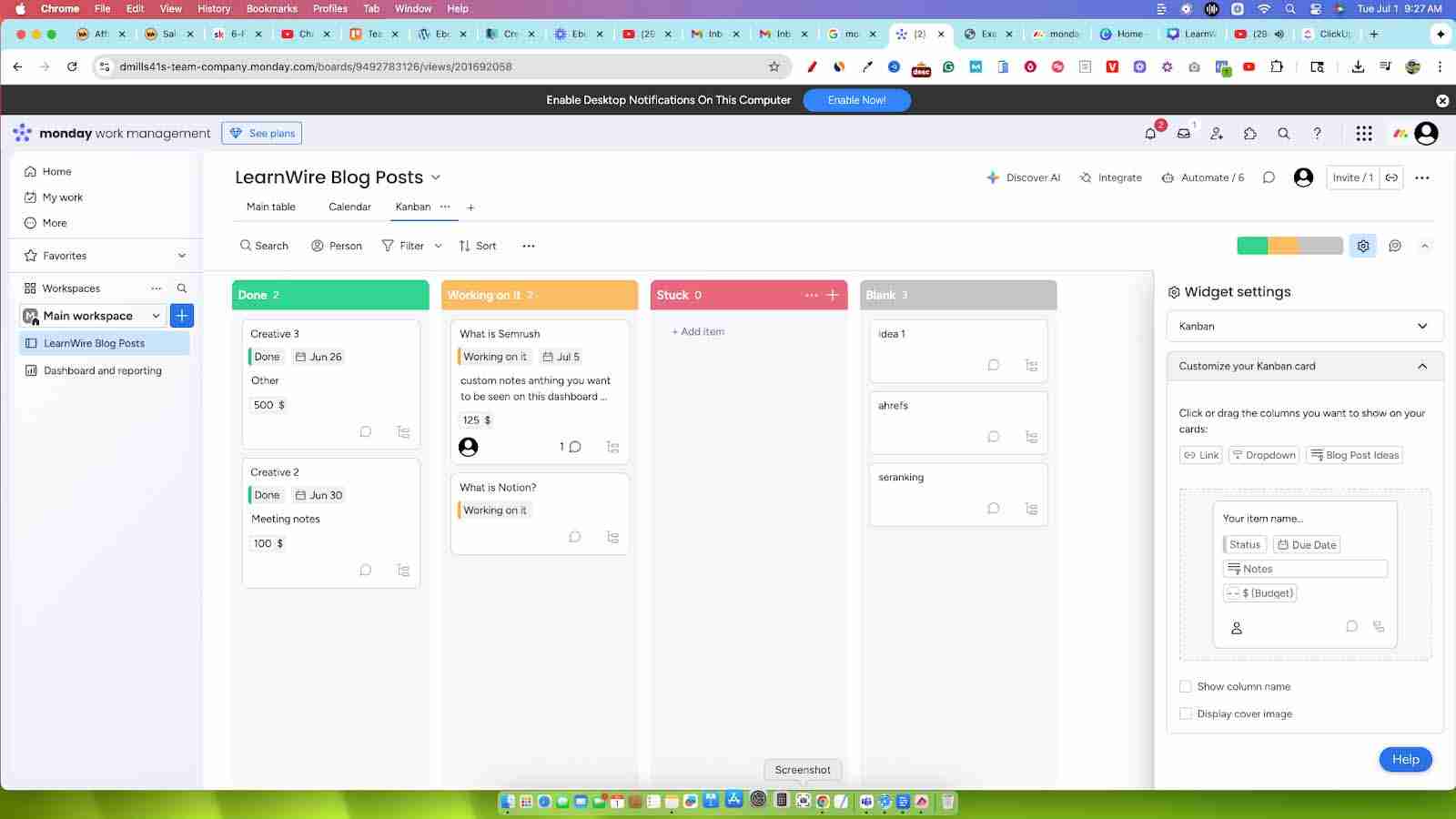 monday.com kanban board