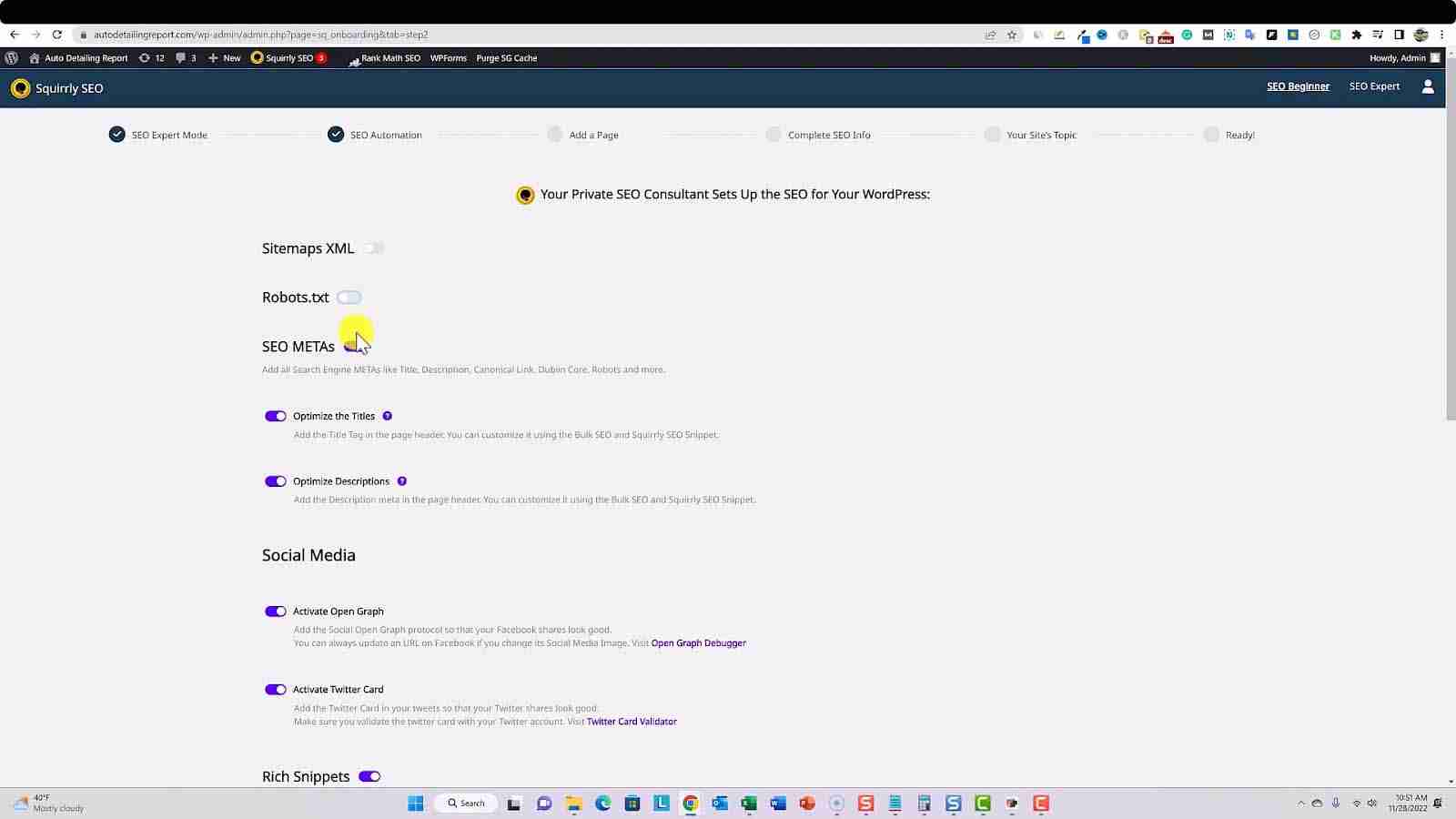 squirrly daily seo goals