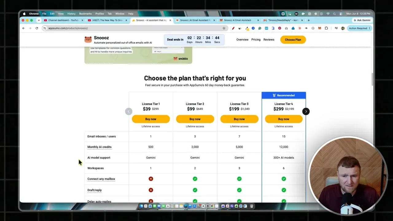 Pricing comparison table with multiple license tiers and feature columns
