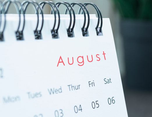 August Calendar close-up