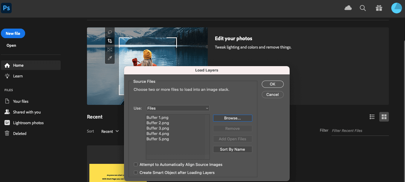 Screenshot of Adobe Photoshop showing how to make a GIF