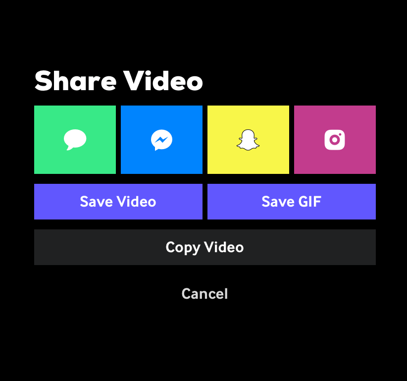 Screenshot of the Giphy mobile app showing how to share a GIF