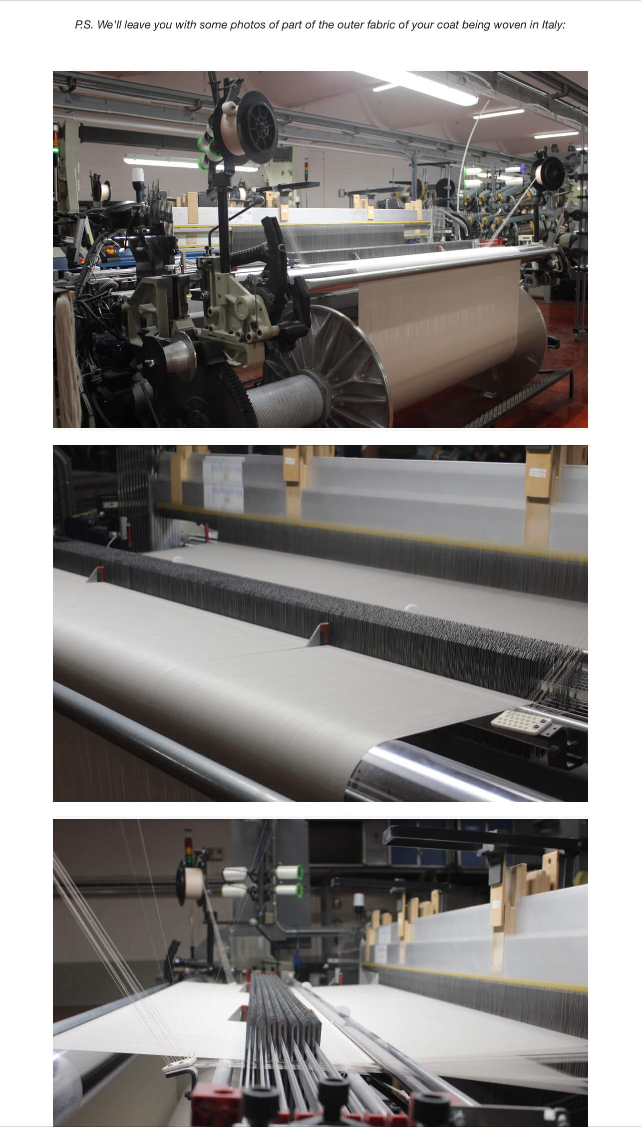 Screenshot of an email from Paynter Jacket