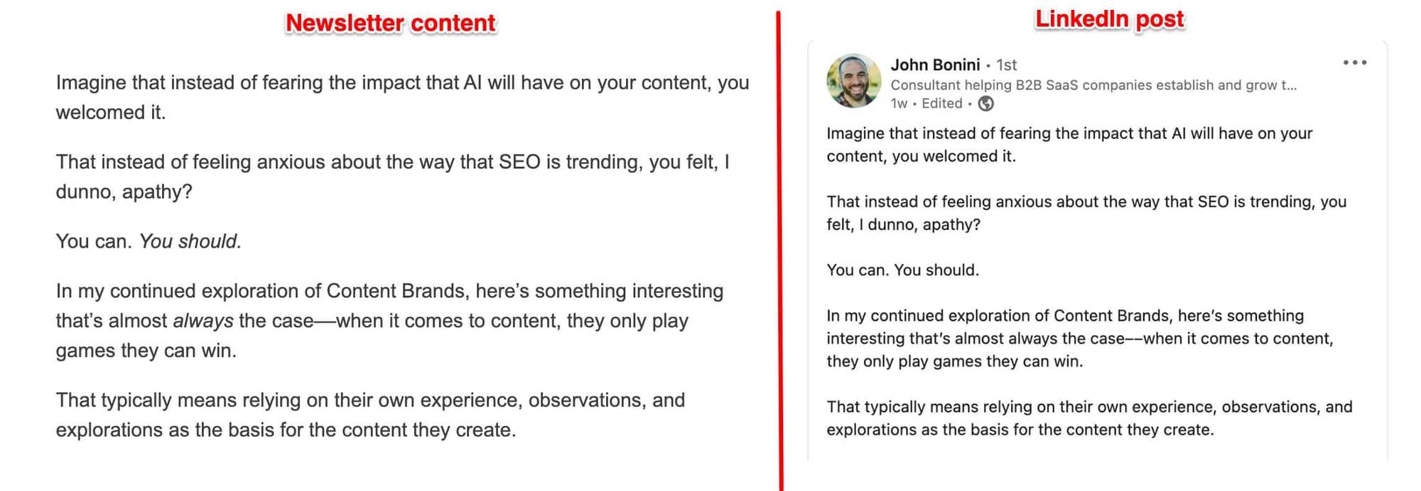 You can pull out the most interesting parts of your newsletter and turn them into posts for social media