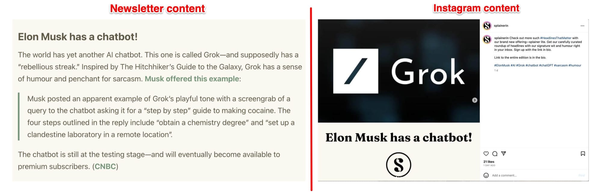 To repurpose newsletter content, you can turn newsletter insights into shareable images for Instagram and Pinterest