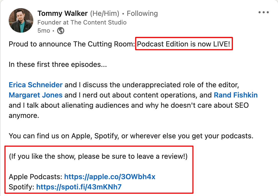 Another way to repurpose content is to turn a long video into an audio podcast