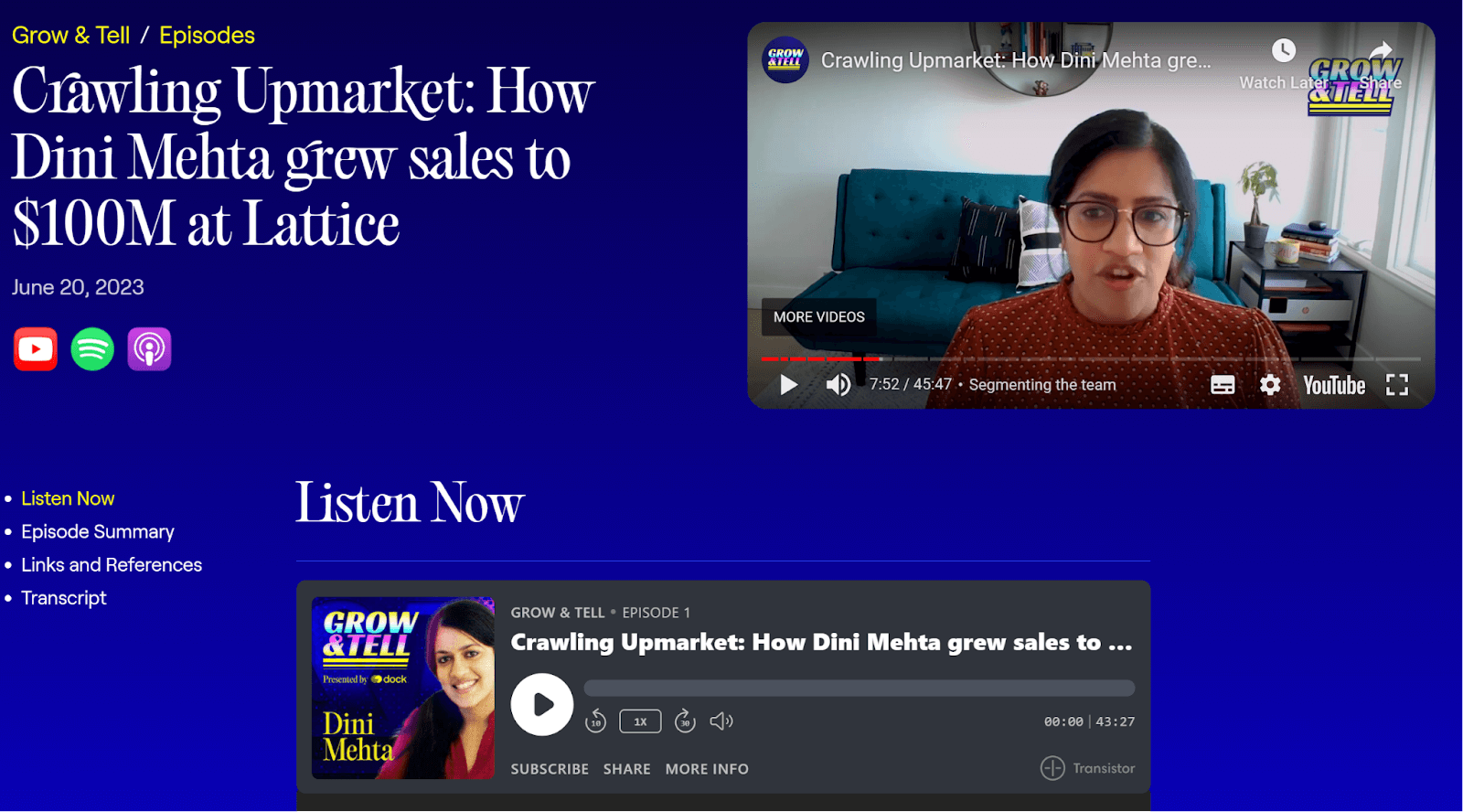 A screenshot of good b2b content from Dock