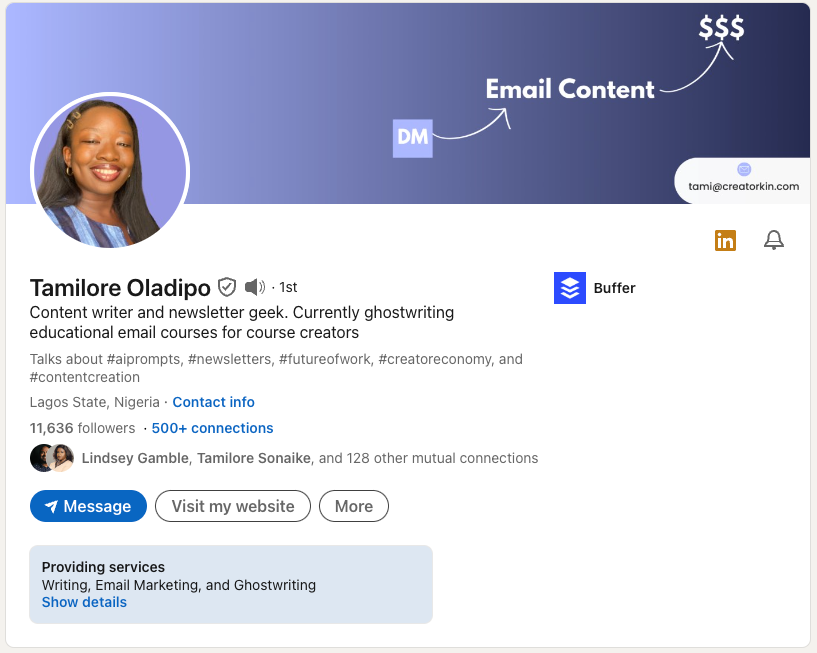 A screenshot of a LinkedIn Premium user's profile.
