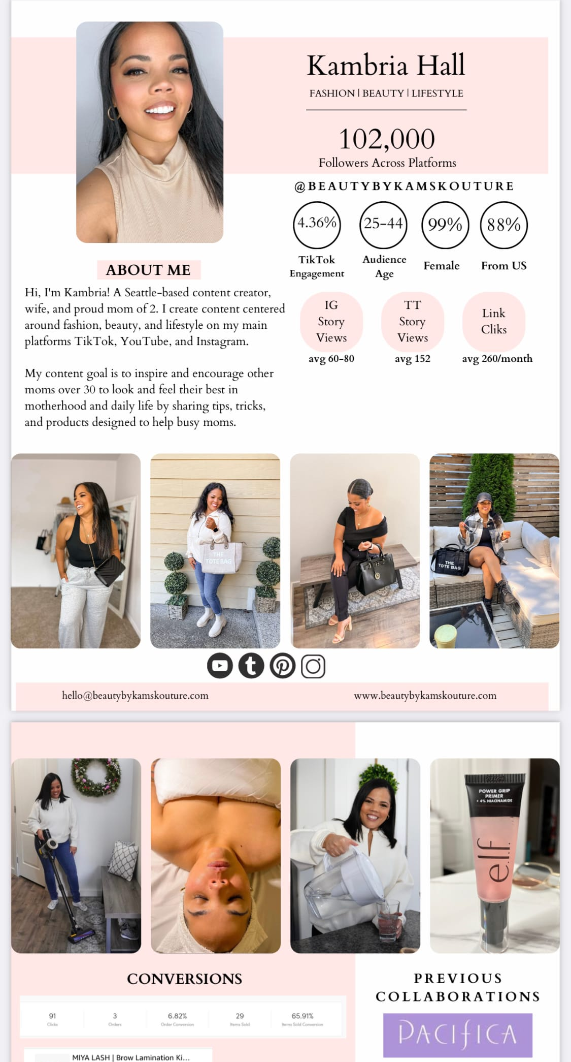 Kambria Hall's influencer media kit
