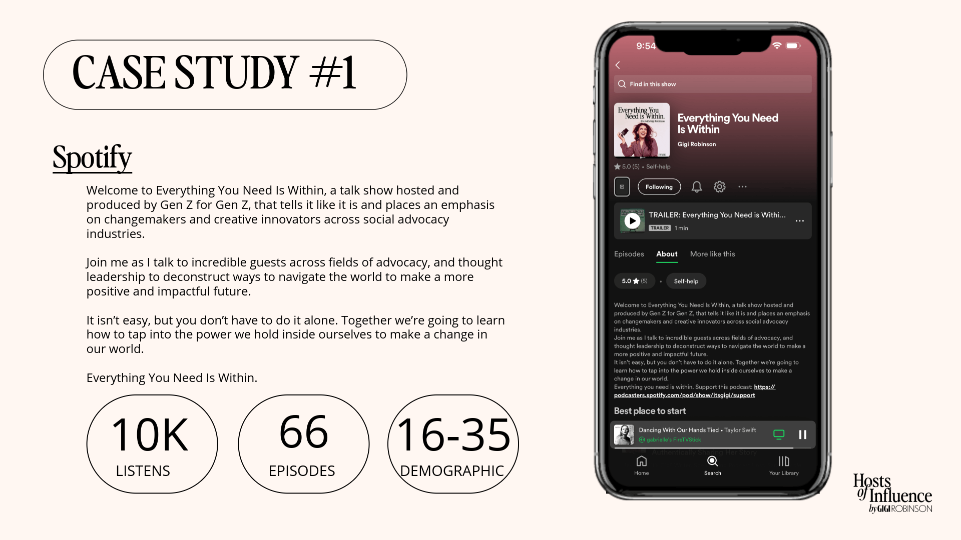 Screengrab showing a case study on an influencer media kit