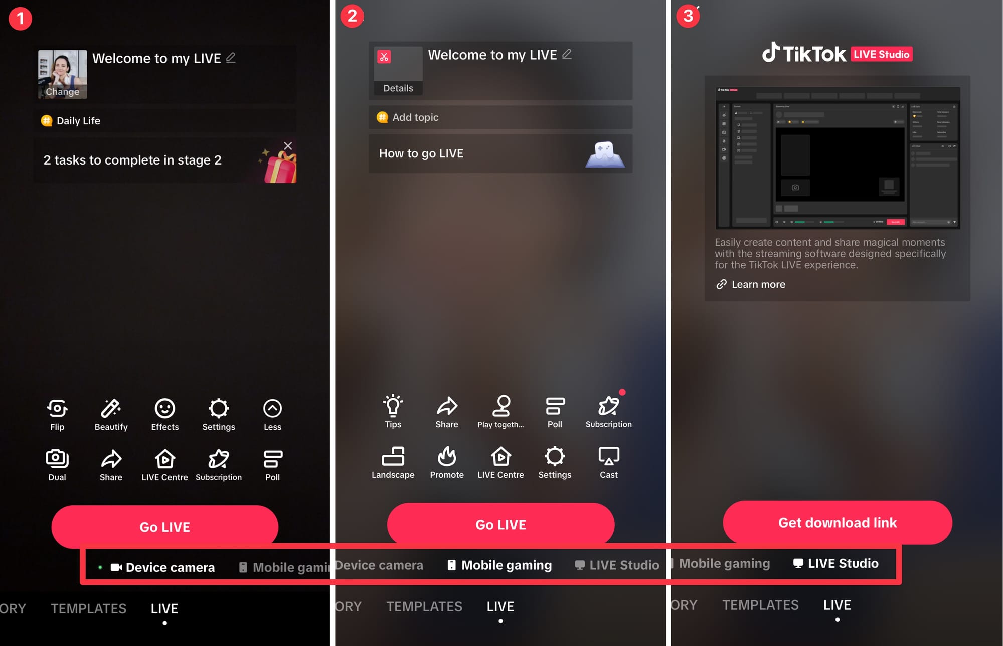 Ways to go live on TikTok: app, gaming, desktop