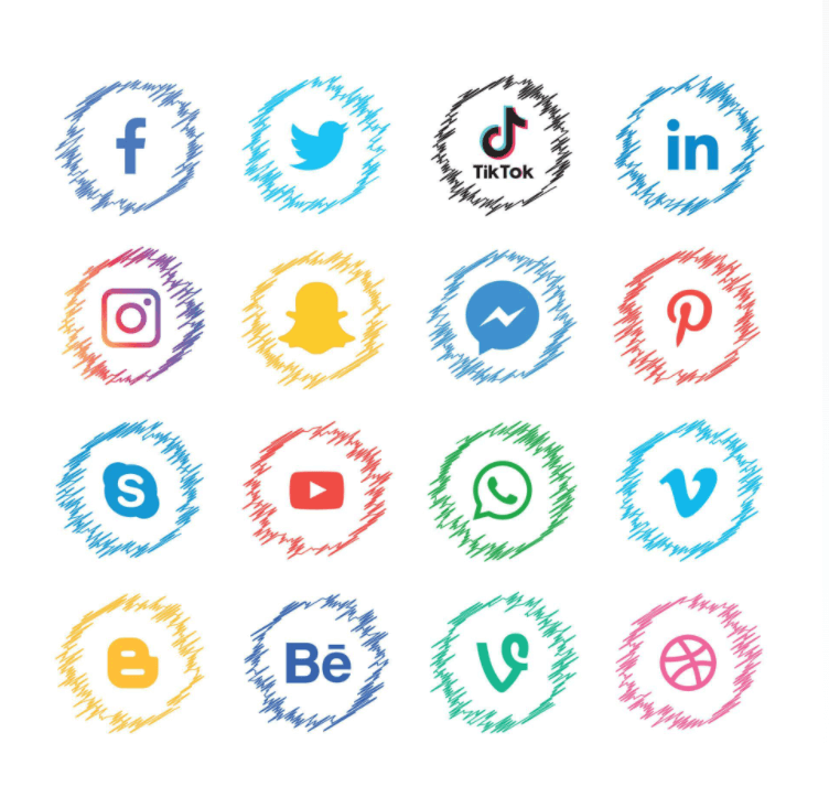 Free social media icons with circular static outlines.