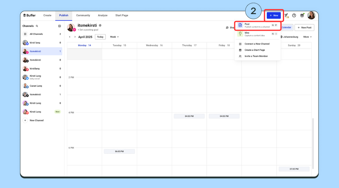 Screenshots showing how to schedule on Instagram with Buffer