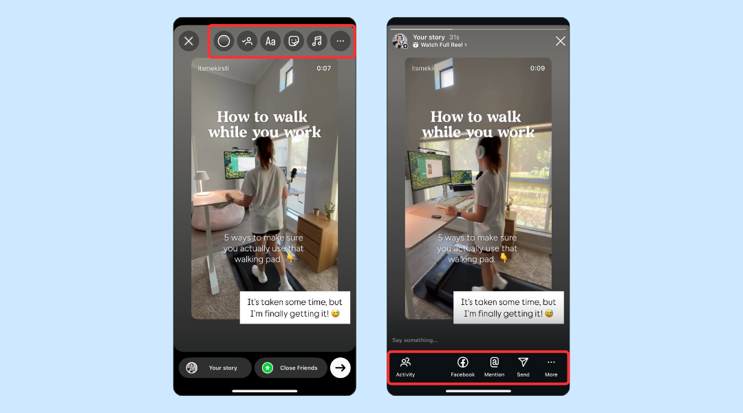 screenshots showing how to share an Instagram post to your Instagram Stories