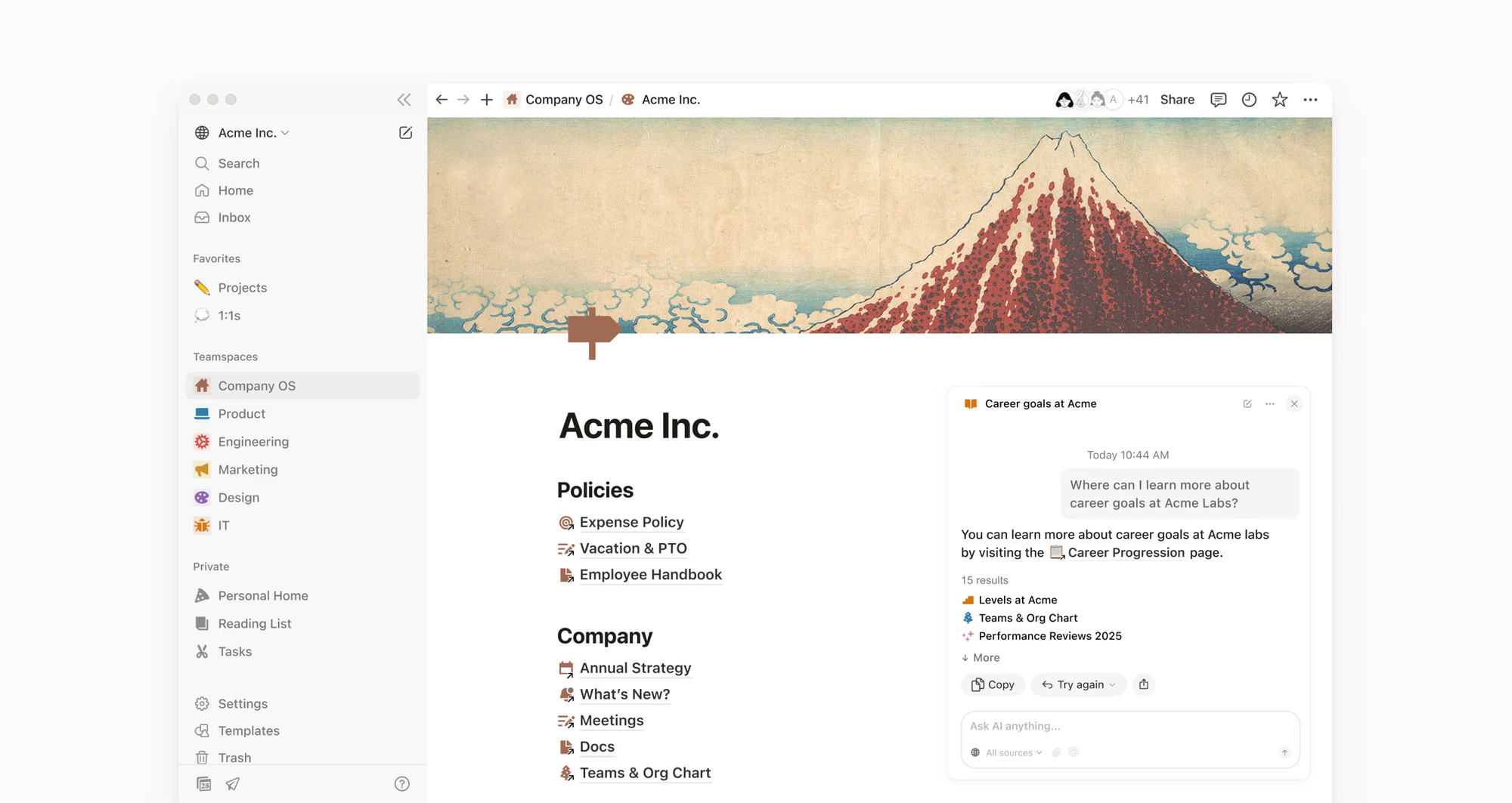 screenshot of productivity tool notion