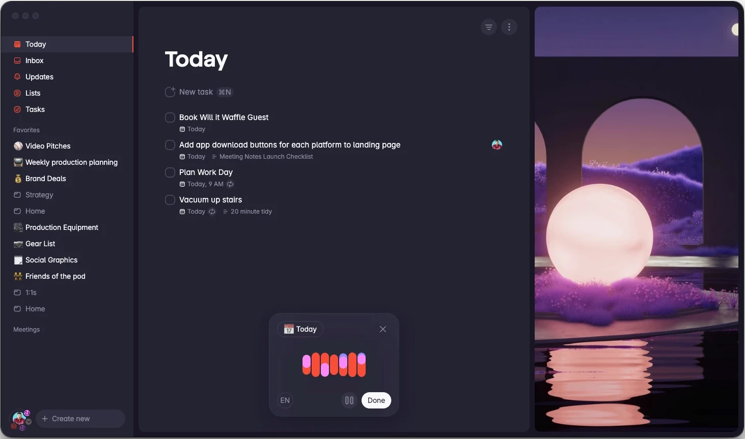 screenshot of productivity tool superlist