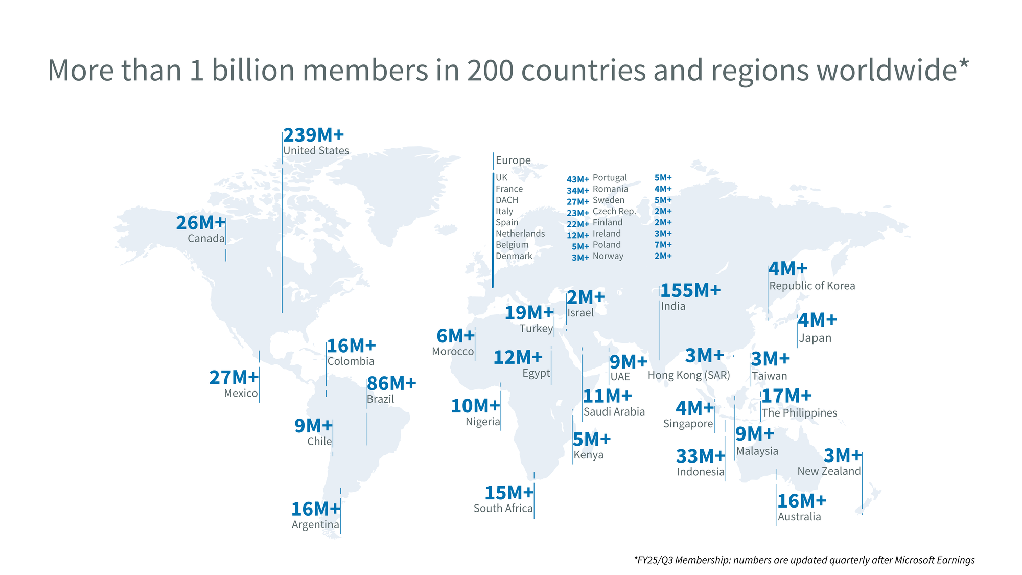 Map detailing LinkedIn's presence across the world