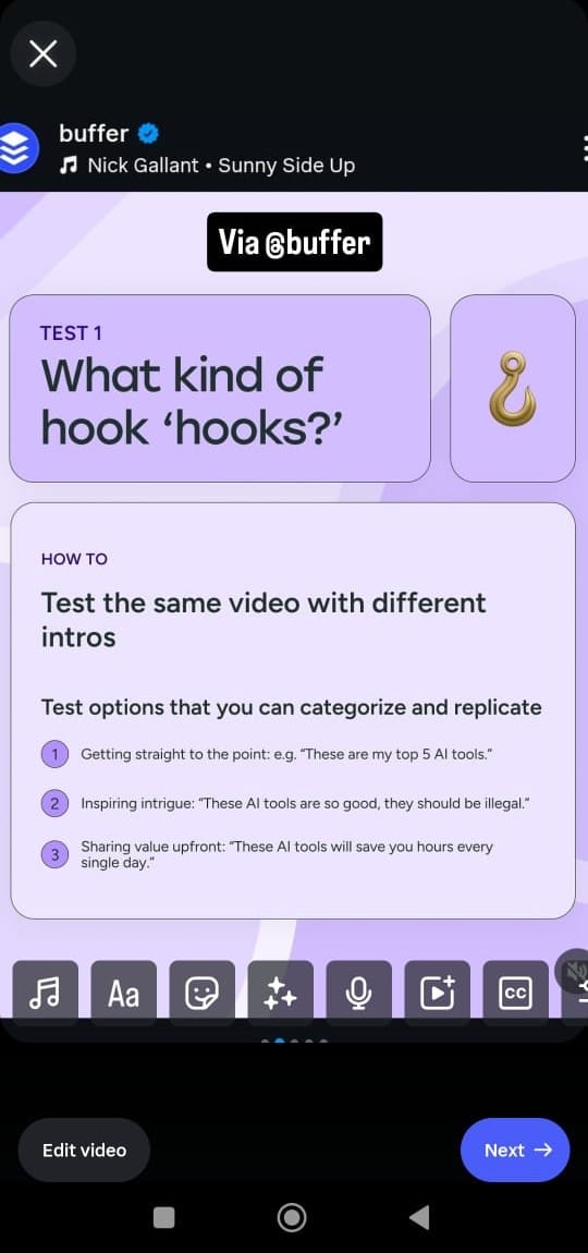 screenshot showing how to repost and give credit to the original poster