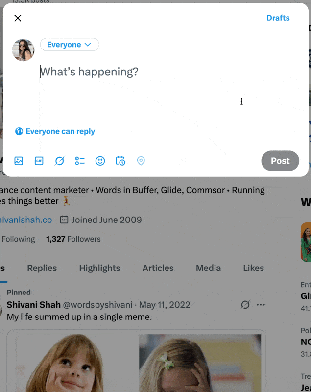 GIF showing how to deleted a scheduled tweet on X/Twitter