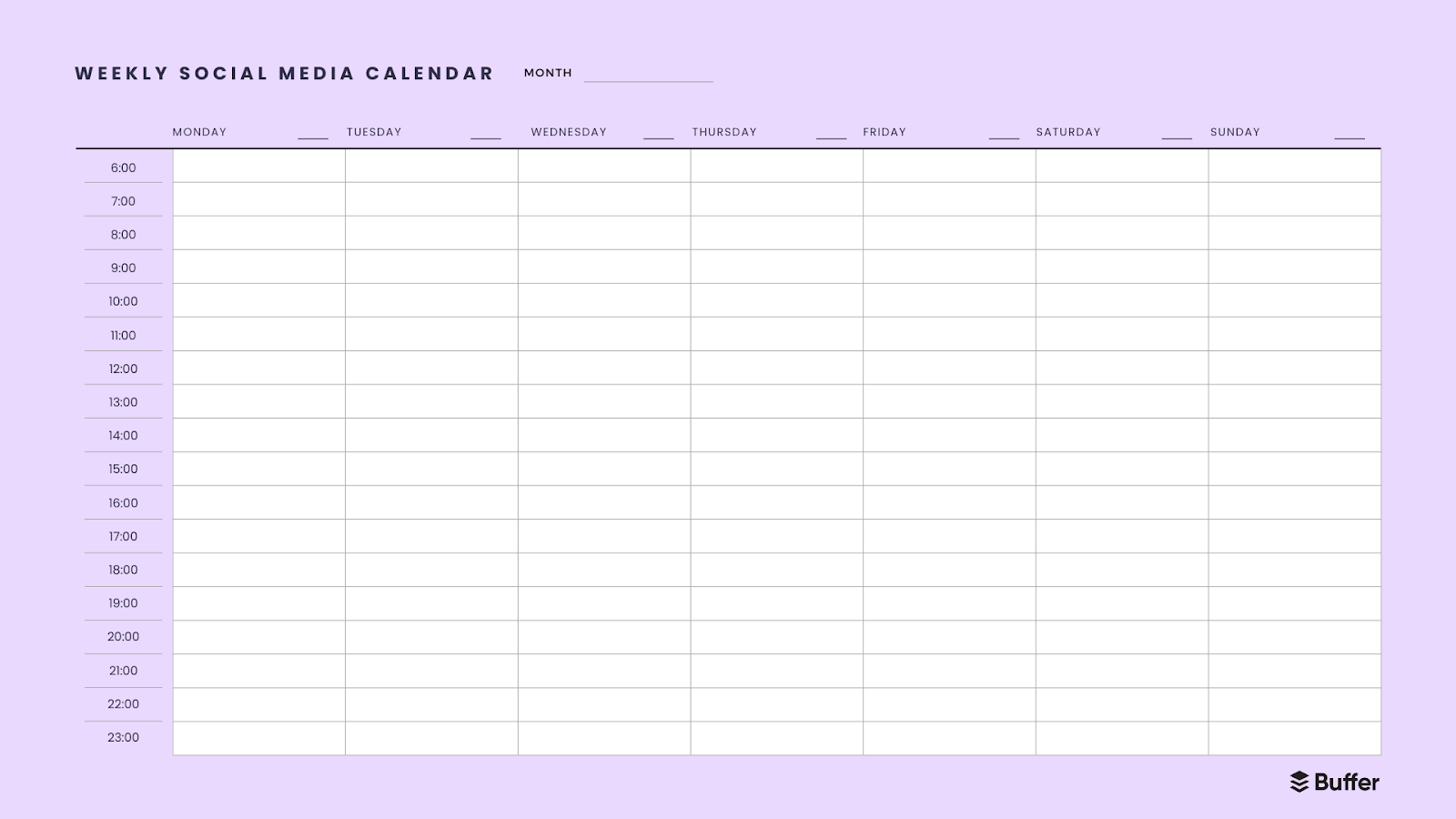 a simple weekly social media calendar template