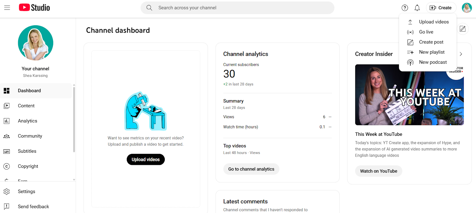 YouTube Studio showing a scheduled Short titled “My No. 1 Time Management Strategy” set to go public on Sept 11, 2025 at 11:30, with checks completed and video preview.