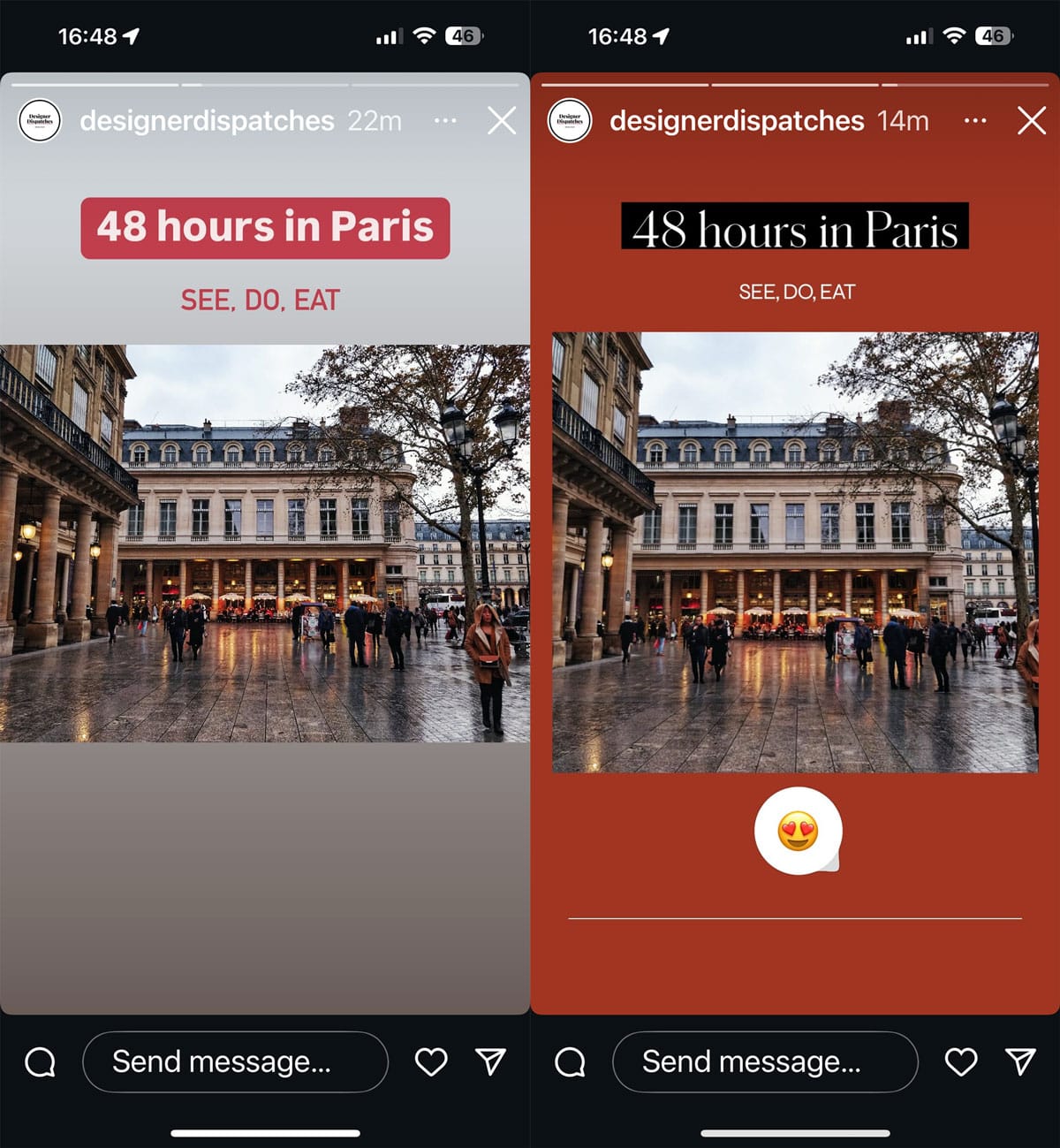 Instagram Story layout showing how a horizontal photo can be framed within a vertical canvas, demonstrating creative formatting while maintaining the recommended Instagram post size for stories.