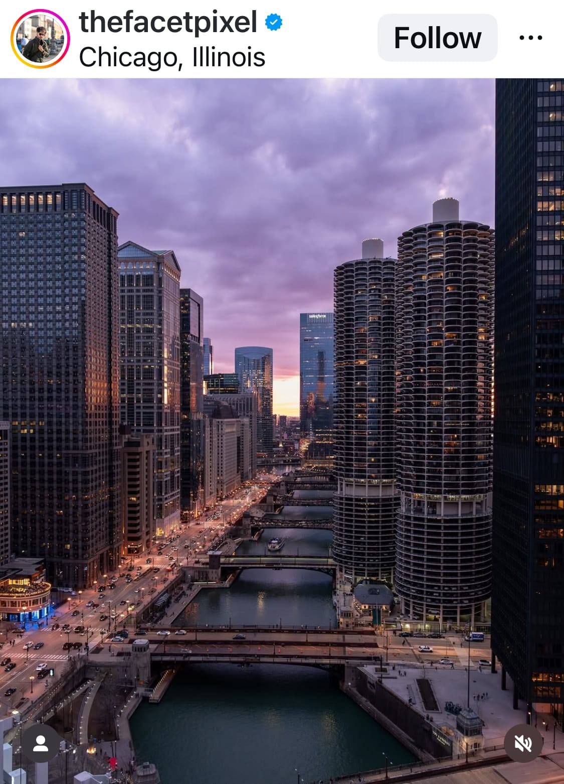 Chicago skyline portrait photo example showing Instagram post size formatting.
