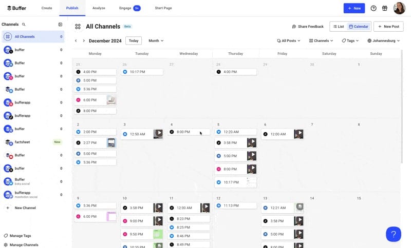 A gif showing how quick it is to share the same post on multiple platforms with Buffer