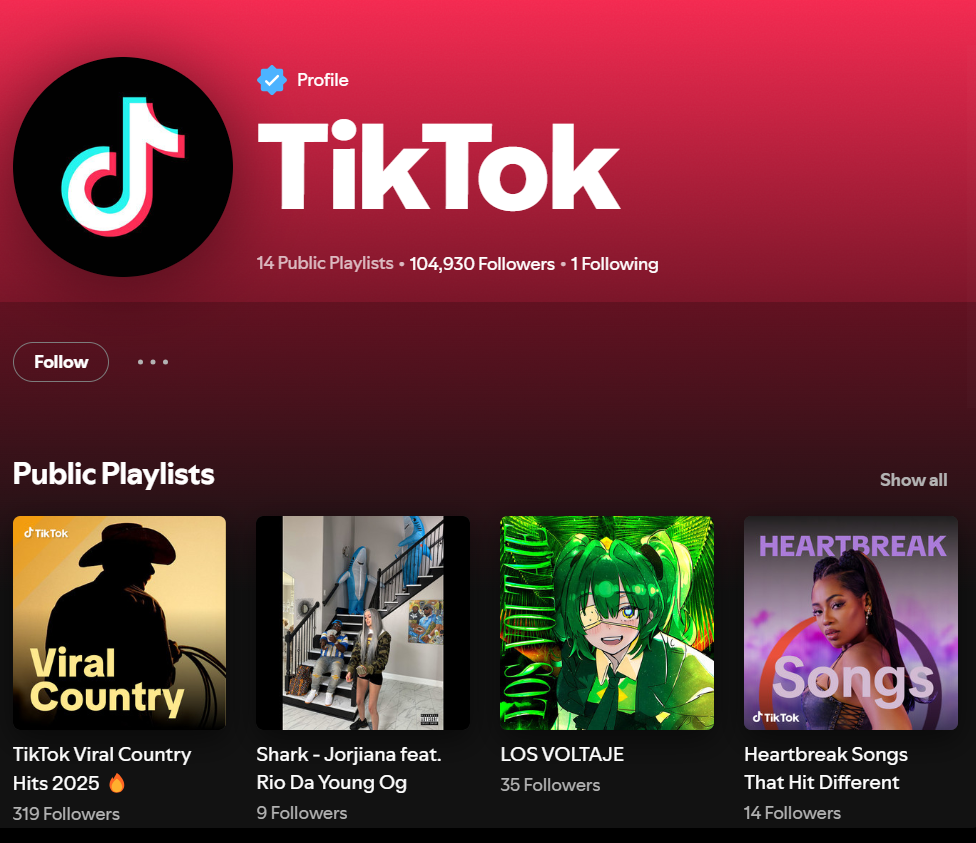 TikTok playlist on Spotify
