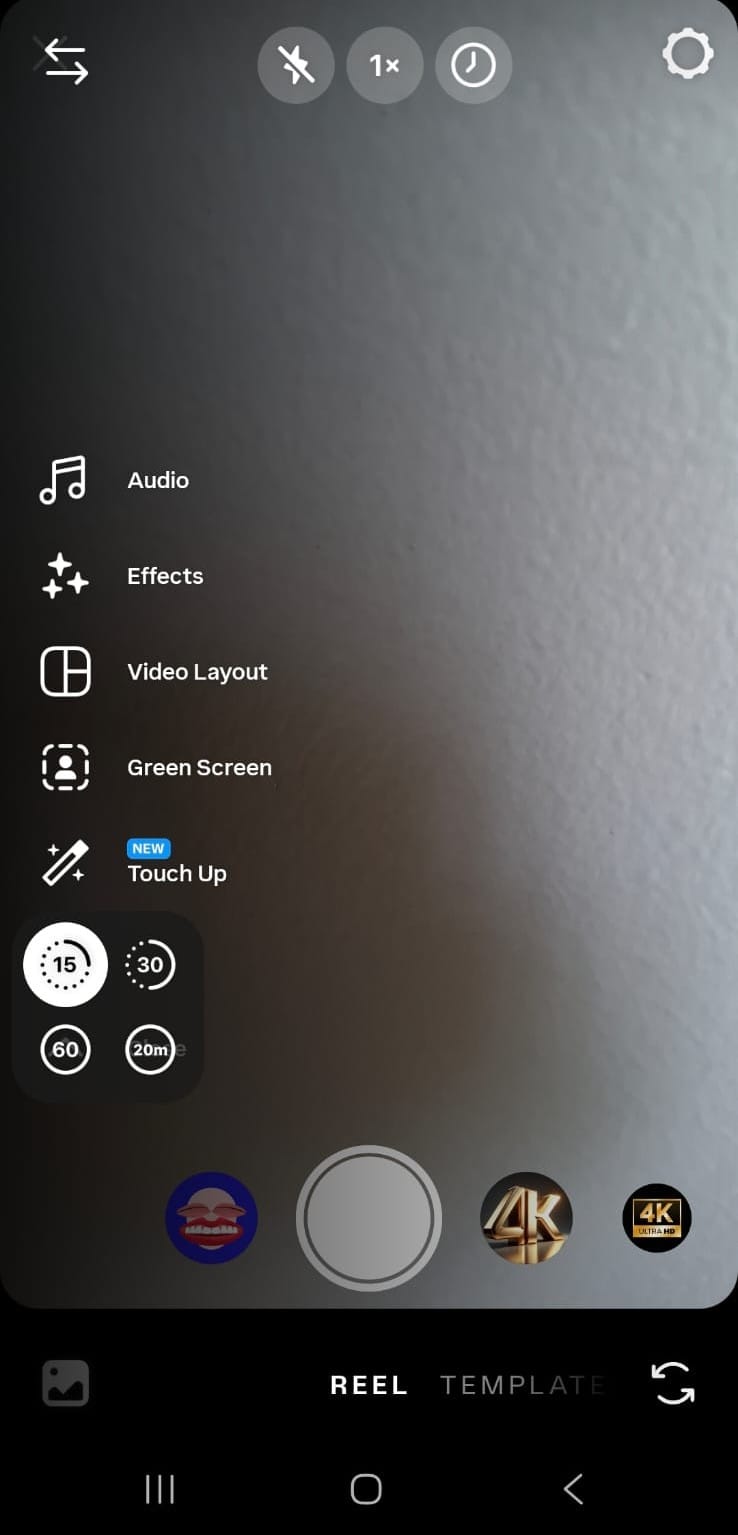 Screenshot showing Instagram Reel length options on the app
