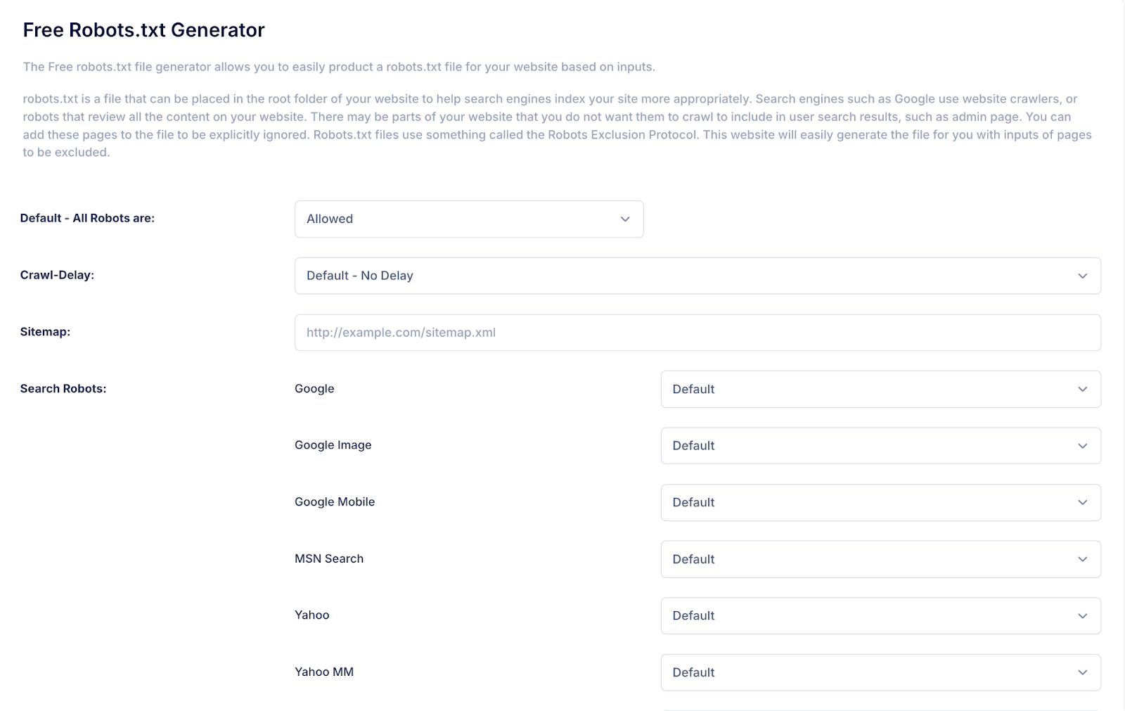 Screenshot showing the user interface of a free robotx.text generator