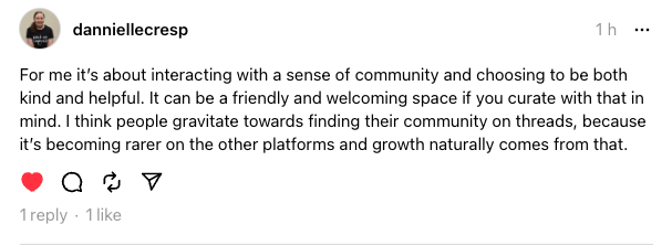 Threads post showing a cozy journaling photo with an open one line a day notebook and pen, highlighting personal content and engagement that helps creators grow on threads.