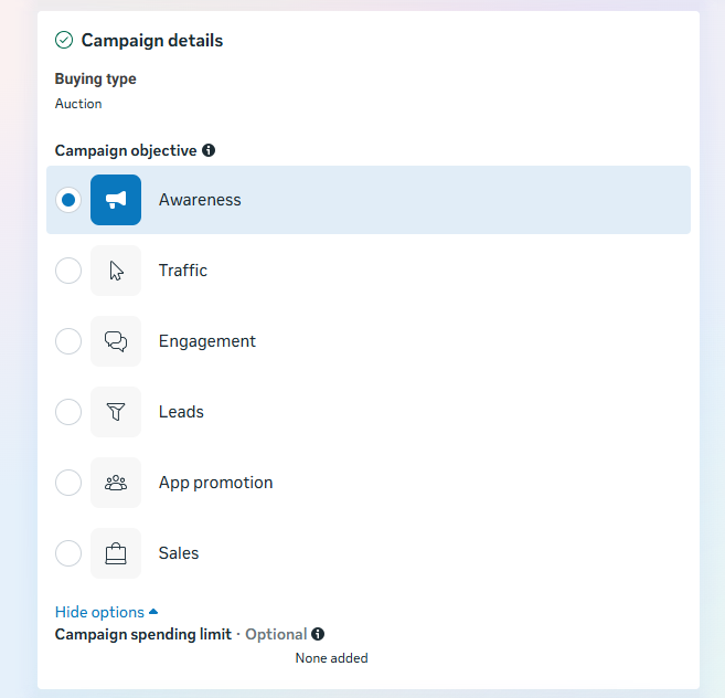 Meta Ads Manager campaign objective selection screen highlighting awareness, traffic, engagement, leads, app promotion, and sales options for how to advertise on Facebook.