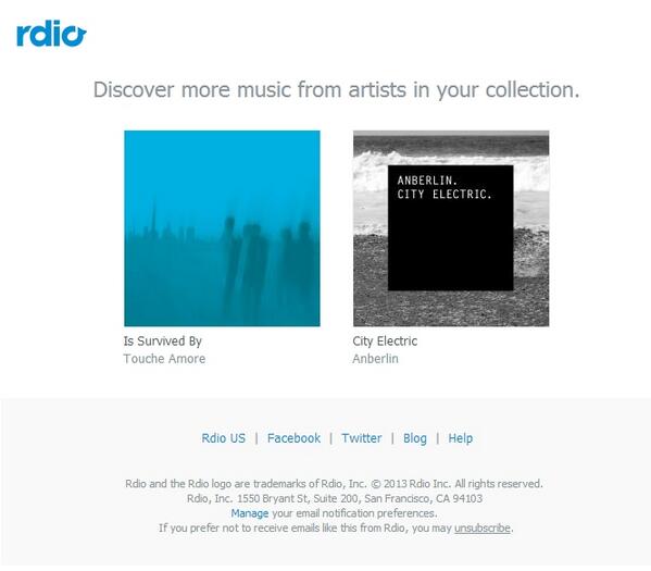 email strategies, Rdio personalization