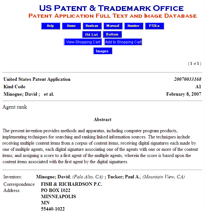 Google patent author rank