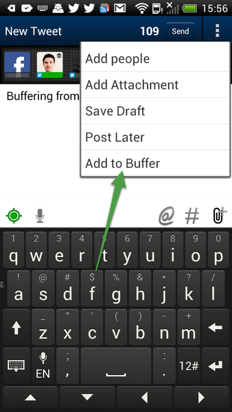 Buffer integration with TweetCaster