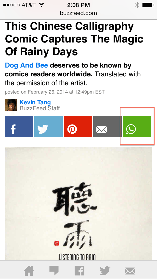 Buzzfeed WhatsApp button