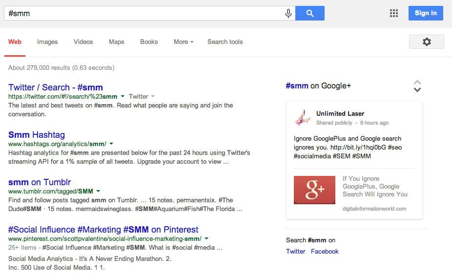 Hashtag search Google