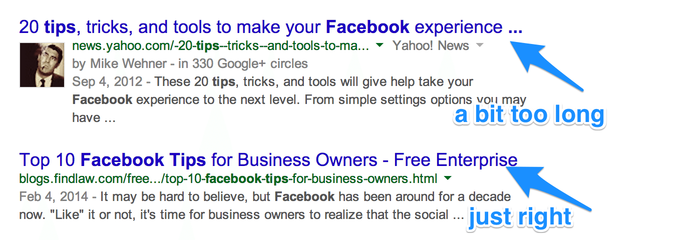 Google title tags search