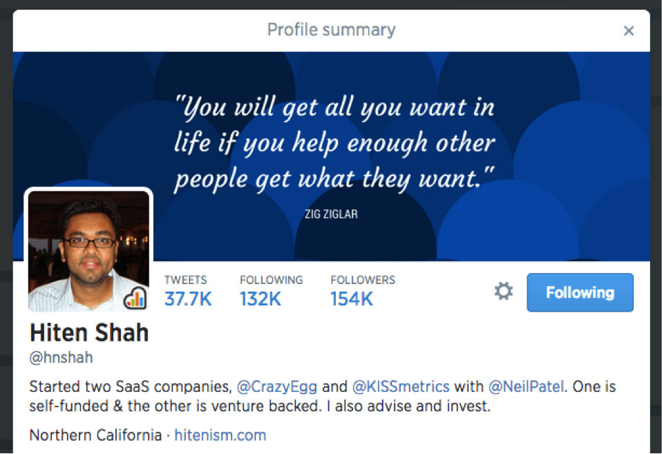 Hiten Shah profile summary